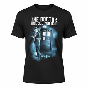Doctor Who T-Shirt The Doctor Will See You Now Black Graphic Tee sz L